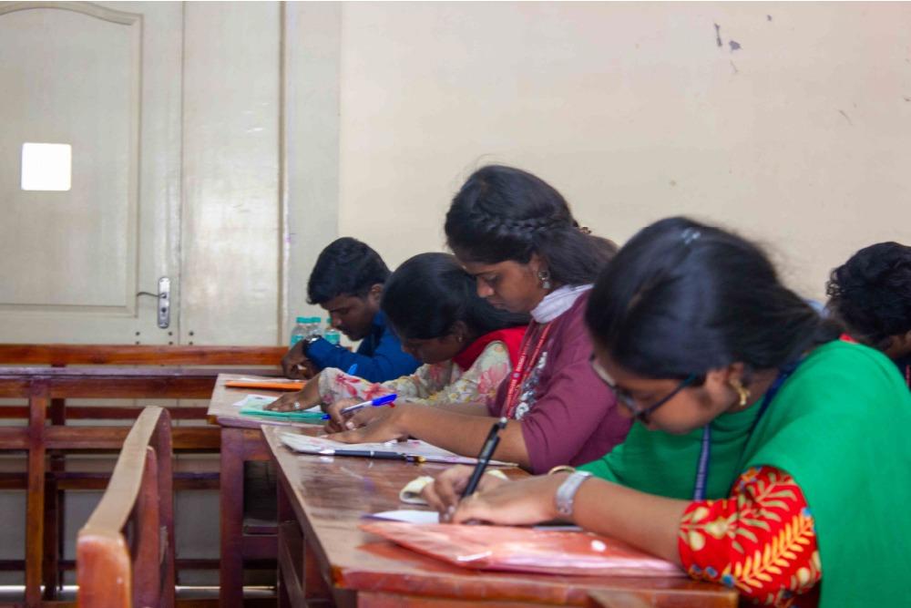 Students undergo large-scale assessments at the DG Vaishnav Job Fair 2024